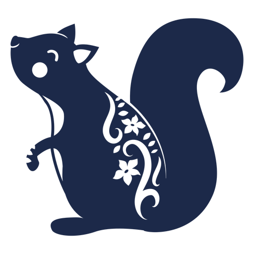 Silhueta de ornamento de arte popular de esquilo Desenho PNG