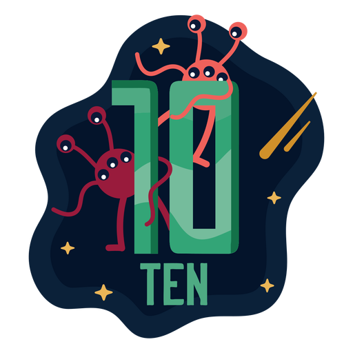 Ten alien eyes number PNG Design