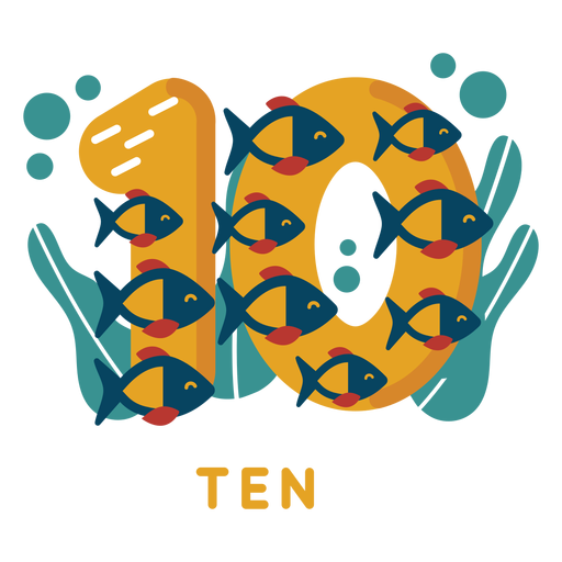 Ten fishes number - Transparent PNG & SVG vector file