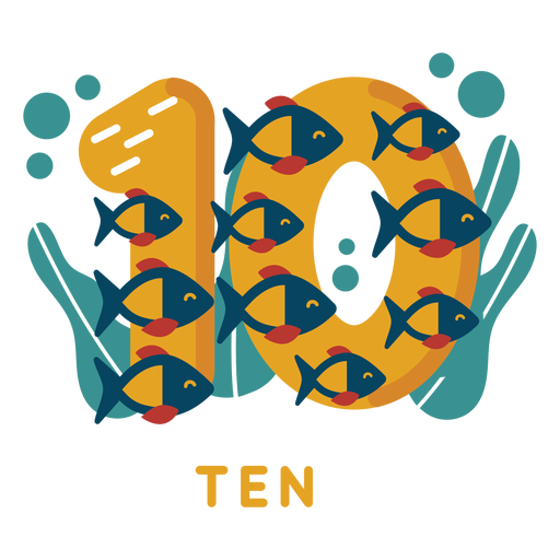 Ten fishes number PNG Design