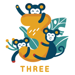Número de tres monos Diseño PNG