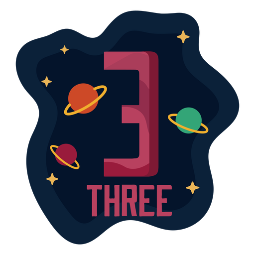 Three planets number PNG Design
