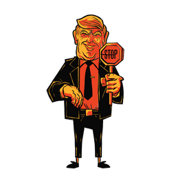 Trump holding stop sign cartoon PNG Design