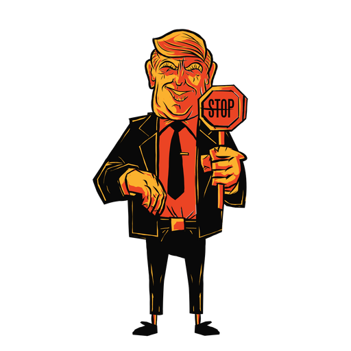 Trump con dibujos animados de se?al de stop Diseño PNG