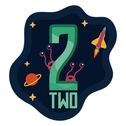 Two aliens number PNG Design