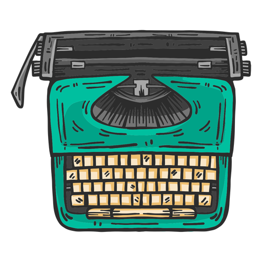 Typewriter top view colored clipart