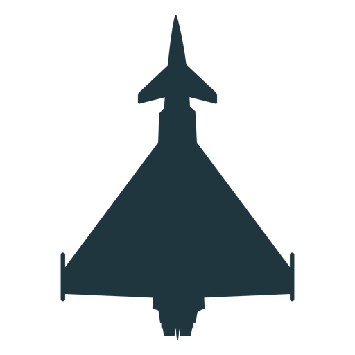 Silueta de vista superior de avión militar simple Diseño PNG