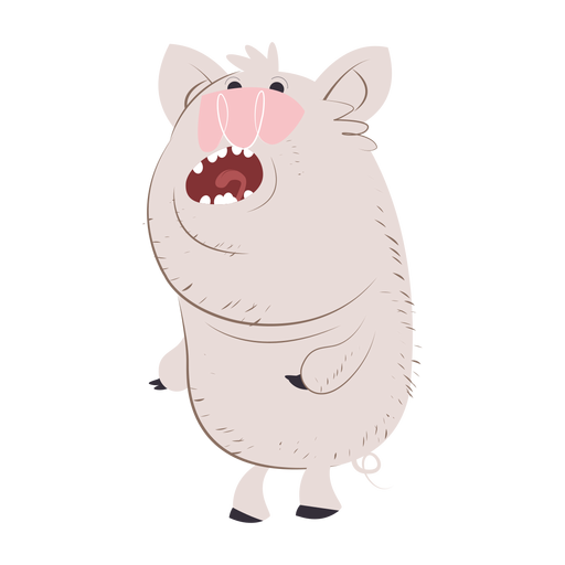 Yelling pig character cartoon PNG Design