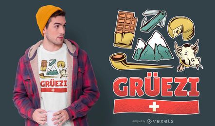 Diseño de camiseta de cultura de Suiza Diseño de camiseta de cultura de Suiza
