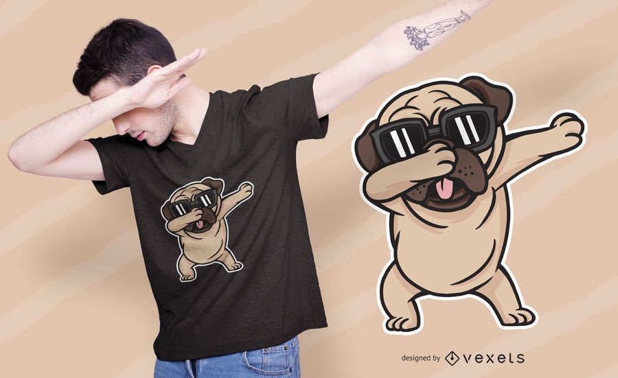 Design Dabbing do t-shirt do cão do Pug Design Dabbing do t-shirt do cão do Pug