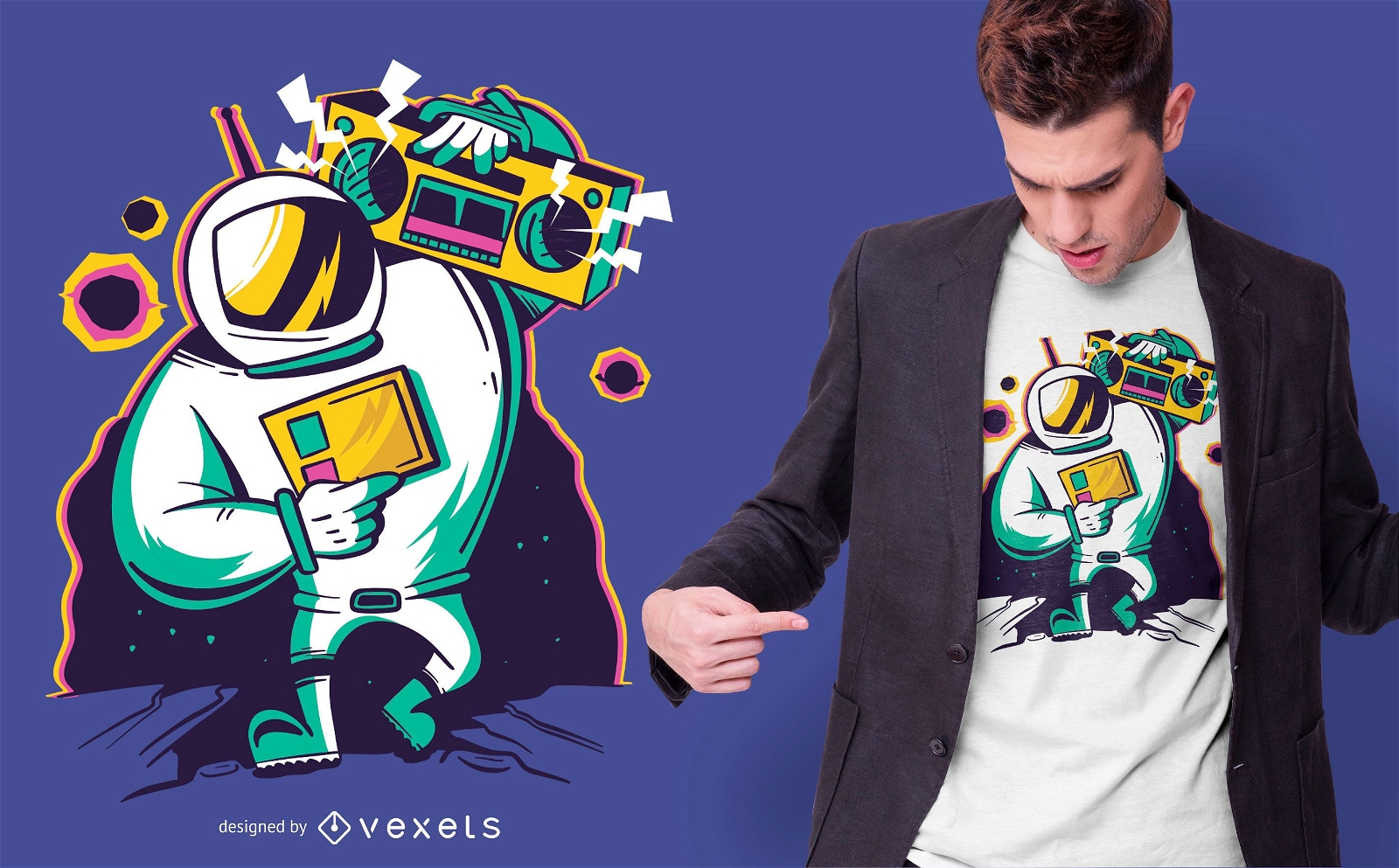 Astronauta Boombox T-shirt Design
