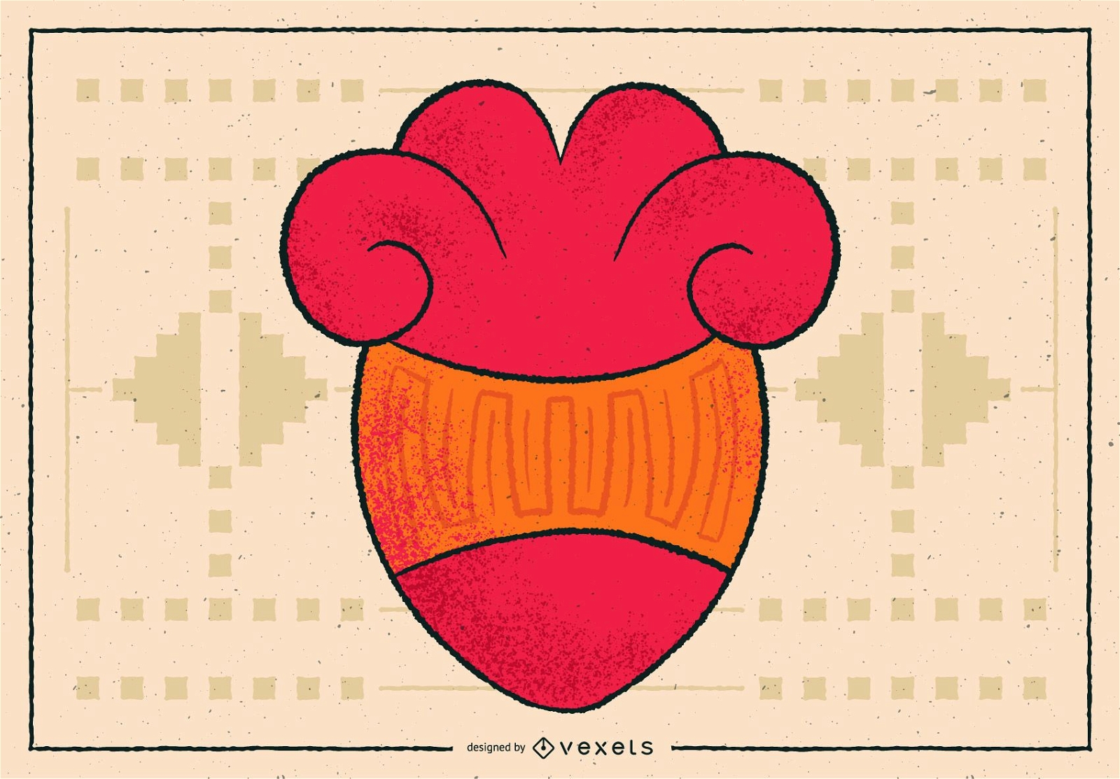 Design de ilustração de coração asteca