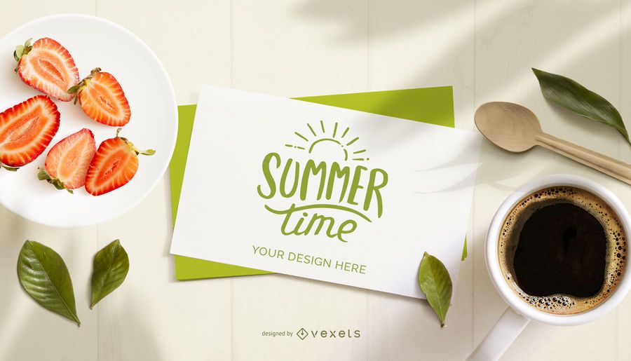 Summer Time Card Composition Mockup Summer Time Card Composition Mockup