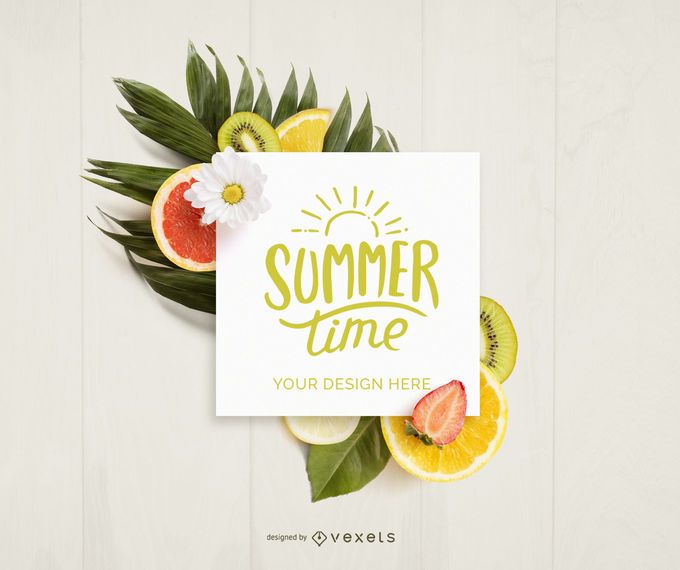 Summer fruits card mockup Summer fruits card mockup