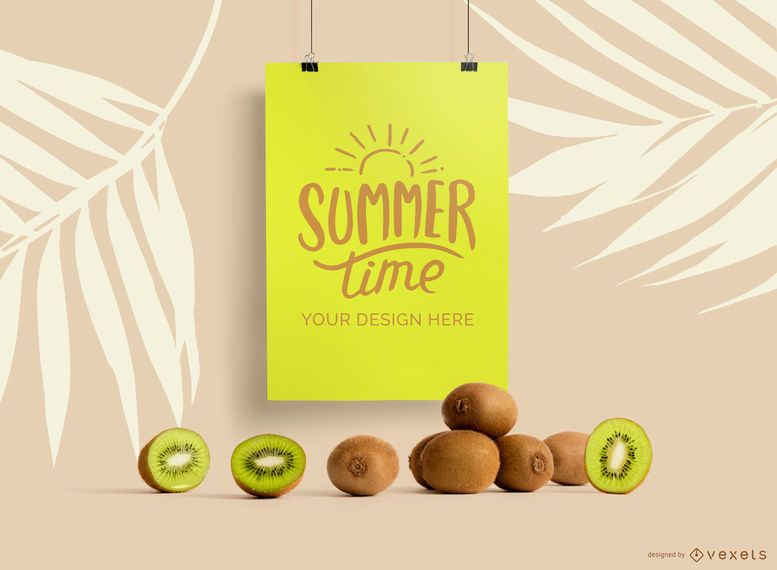Hanging poster kiwi mockup Hanging poster kiwi mockup