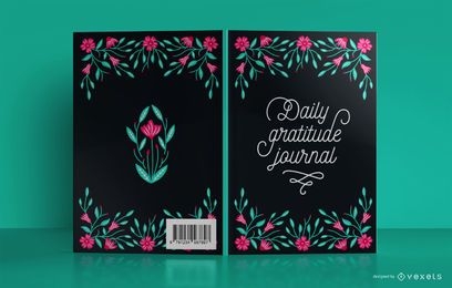 Diseño de portada de libro floral de gratitud diaria