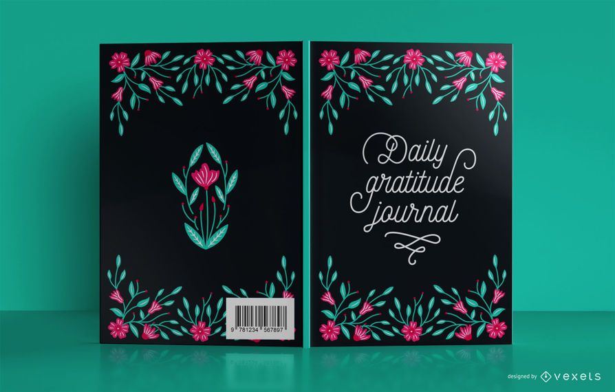 Diseño de portada de libro floral de gratitud diaria Diseño de portada de libro floral de gratitud diaria