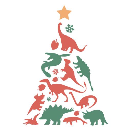 Ehrfürchtiger Dinosaurier-Weihnachtsbaum PNG-Design
