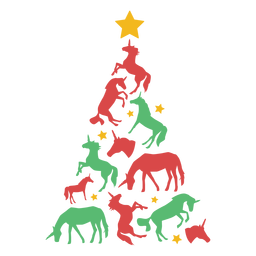 Increíble árbol de navidad de unicornios Diseño PNG