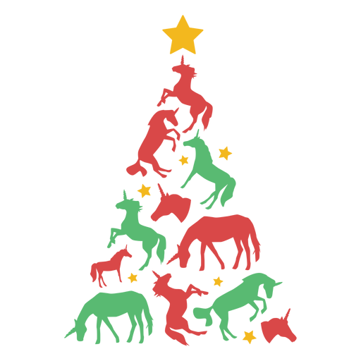 Fantastischer Einhorn-Weihnachtsbaum PNG-Design