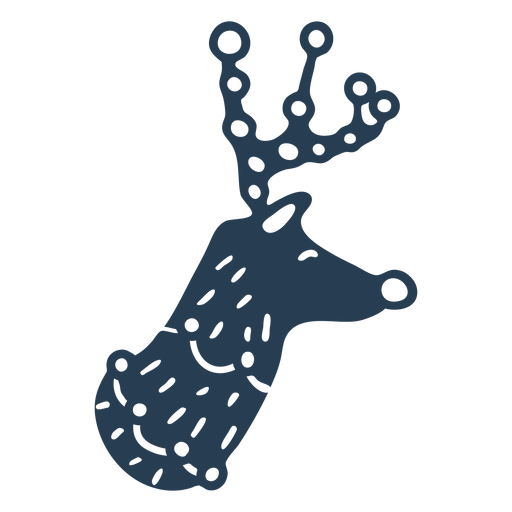 Blue cute reindeer head side view PNG Design