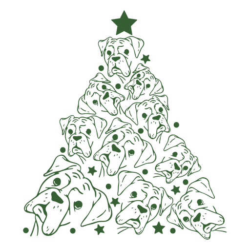 Bulldoggen Weihnachtsbaum PNG-Design