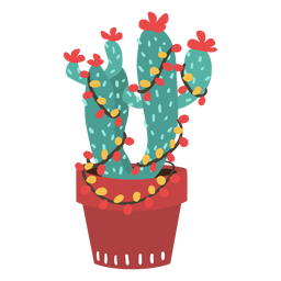 Cactus christmas lights PNG Design