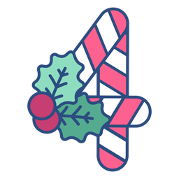 Candycane navidad cuatro Diseño PNG