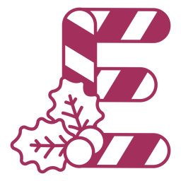 Candycane christmas letter e stroke PNG Design