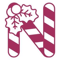 Candycane navidad letra n trazo Diseño PNG
