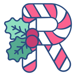 Candycane navidad letra r Diseño PNG