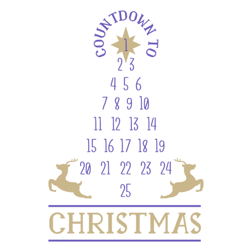 Christmas numbers countdown PNG Design