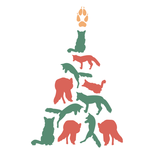 Composição animal da árvore de natal Desenho PNG