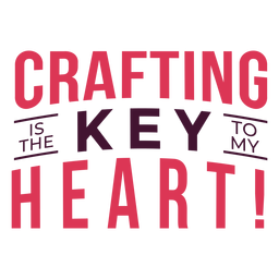 Crafting key heart lettering PNG Design