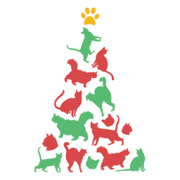 Cute cats christmas tree PNG Design