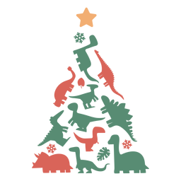 Lindo árbol de navidad de dinosaurios Diseño PNG