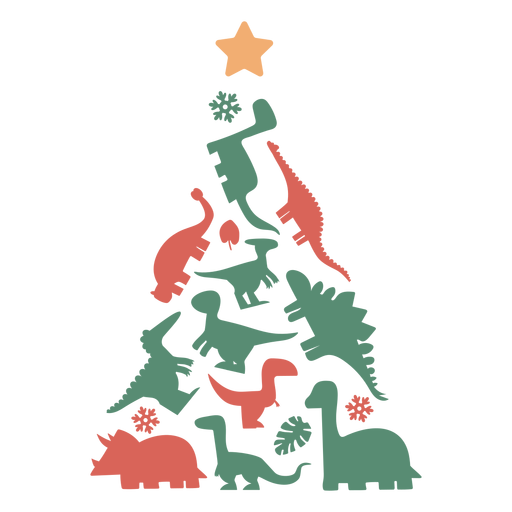 Netter Dinosaurier-Weihnachtsbaum PNG-Design