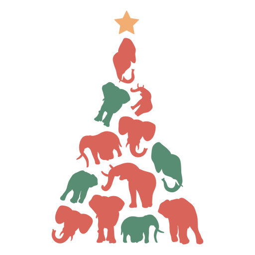 Cute elephants christmas tree PNG Design