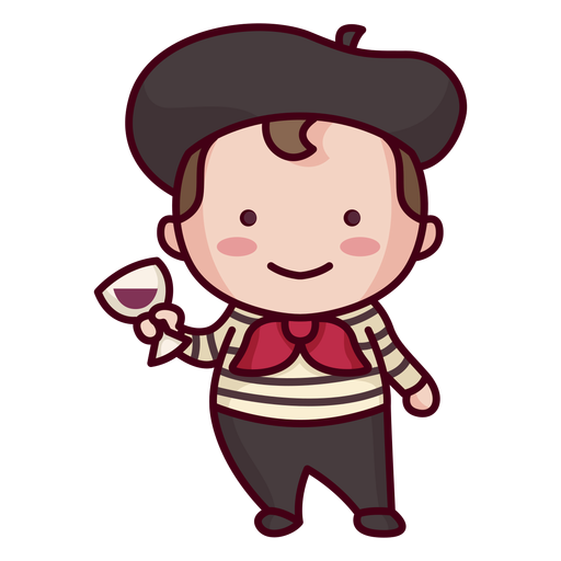 Cute french character PNG Design