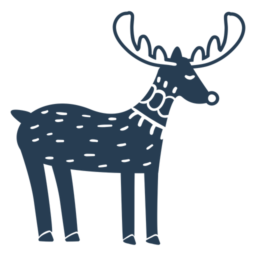 Cute rudolph side view blue PNG Design