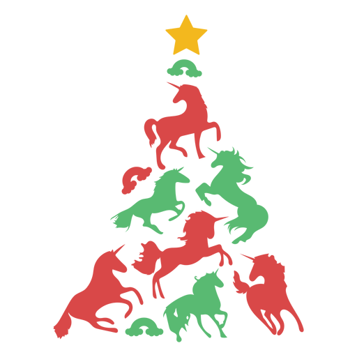 Netter Einhorn-Weihnachtsbaum PNG-Design