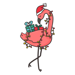 Flamingo mit Geschenk-Tropen PNG-Design