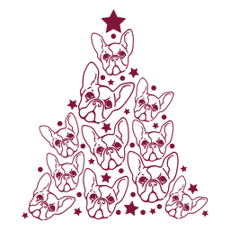 French bulldogs christmas tree PNG Design Transparent PNG