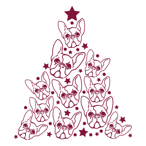 Árbol de navidad de bulldogs franceses Diseño PNG