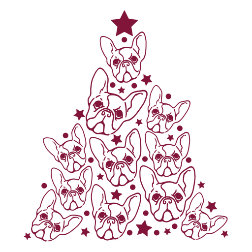 French Bulldogs Christmas Tree Transparent Png Svg Vector File