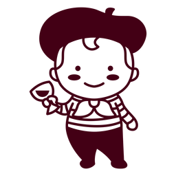 Carácter francés lindo Diseño PNG