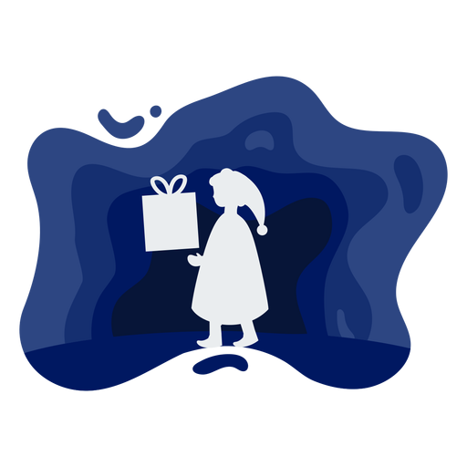 Girl holiding gift papercut PNG Design