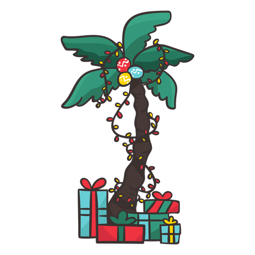 Palm tree with gifts PNG Design