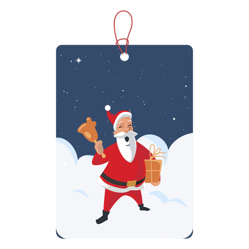 Santa con campana etiqueta de navidad Diseño PNG