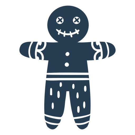 Scandinavian creepy gingerbread man blue PNG Design
